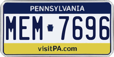 PA license plate MEM7696