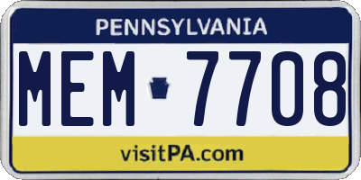 PA license plate MEM7708