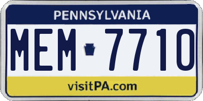 PA license plate MEM7710