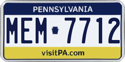 PA license plate MEM7712