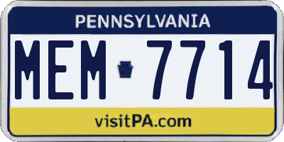PA license plate MEM7714