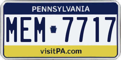PA license plate MEM7717