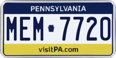 PA license plate MEM7720