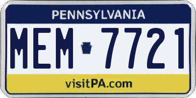 PA license plate MEM7721