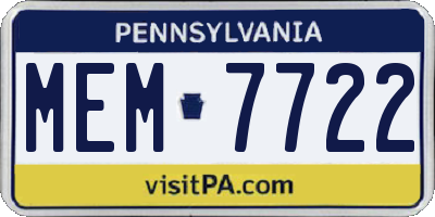 PA license plate MEM7722