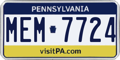 PA license plate MEM7724