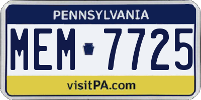 PA license plate MEM7725