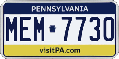 PA license plate MEM7730
