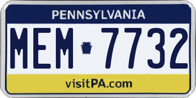 PA license plate MEM7732