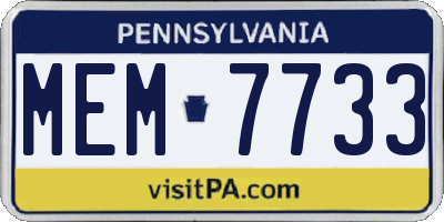 PA license plate MEM7733