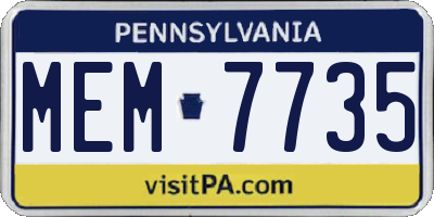 PA license plate MEM7735