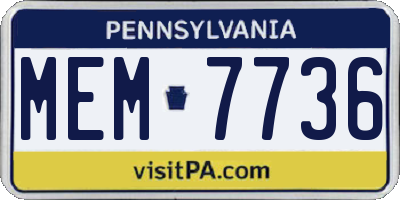 PA license plate MEM7736