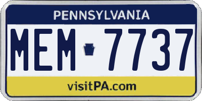 PA license plate MEM7737