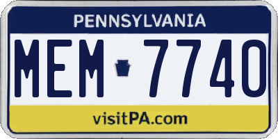 PA license plate MEM7740