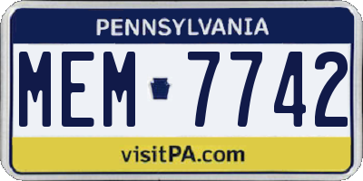 PA license plate MEM7742