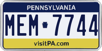 PA license plate MEM7744