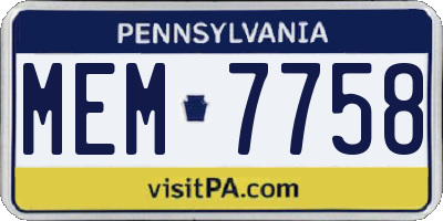 PA license plate MEM7758