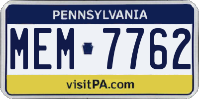 PA license plate MEM7762