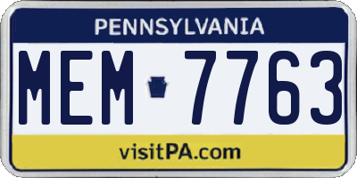 PA license plate MEM7763