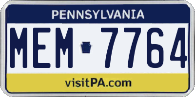 PA license plate MEM7764
