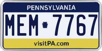 PA license plate MEM7767