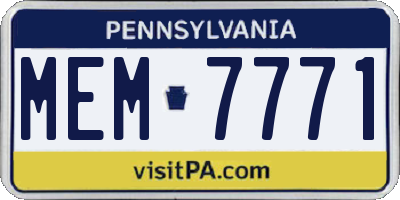 PA license plate MEM7771