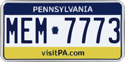PA license plate MEM7773