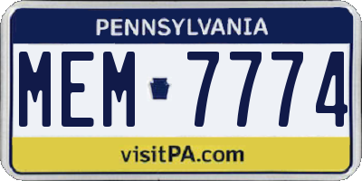 PA license plate MEM7774
