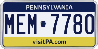 PA license plate MEM7780