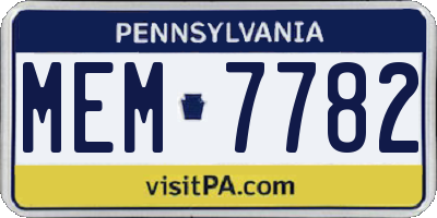 PA license plate MEM7782