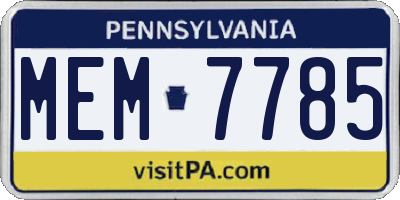 PA license plate MEM7785