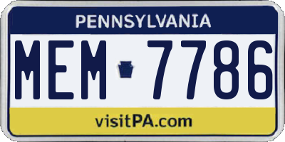 PA license plate MEM7786