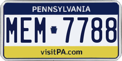 PA license plate MEM7788
