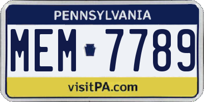 PA license plate MEM7789