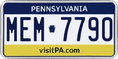 PA license plate MEM7790
