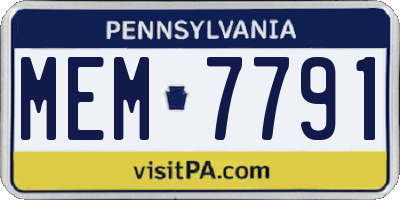 PA license plate MEM7791