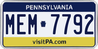 PA license plate MEM7792