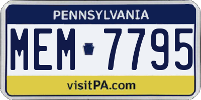 PA license plate MEM7795