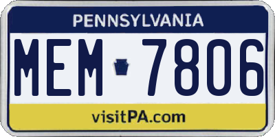 PA license plate MEM7806