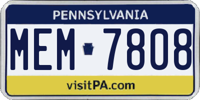 PA license plate MEM7808