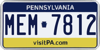PA license plate MEM7812
