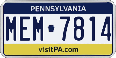 PA license plate MEM7814
