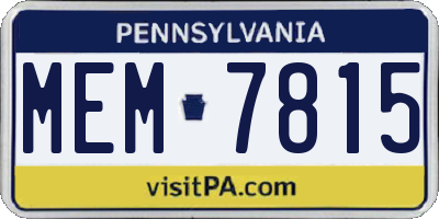 PA license plate MEM7815