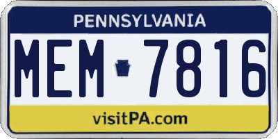 PA license plate MEM7816
