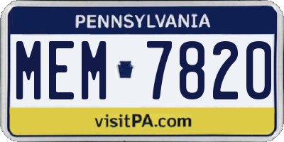 PA license plate MEM7820