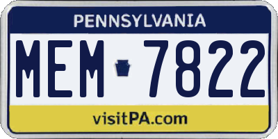 PA license plate MEM7822