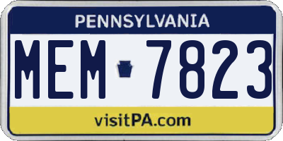 PA license plate MEM7823