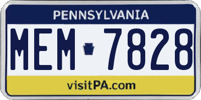PA license plate MEM7828