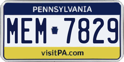 PA license plate MEM7829
