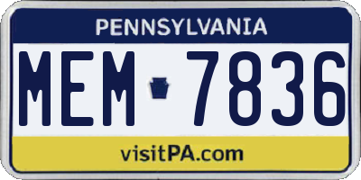 PA license plate MEM7836
